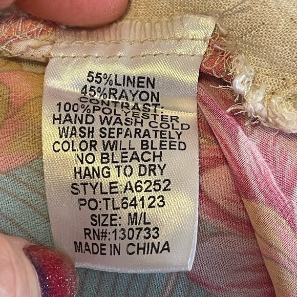 Umgee M/L Linen Kimono Fringe Sleeve And Hem Beautiful Boho Floral Pattern Nice! - Picture 6 of 8